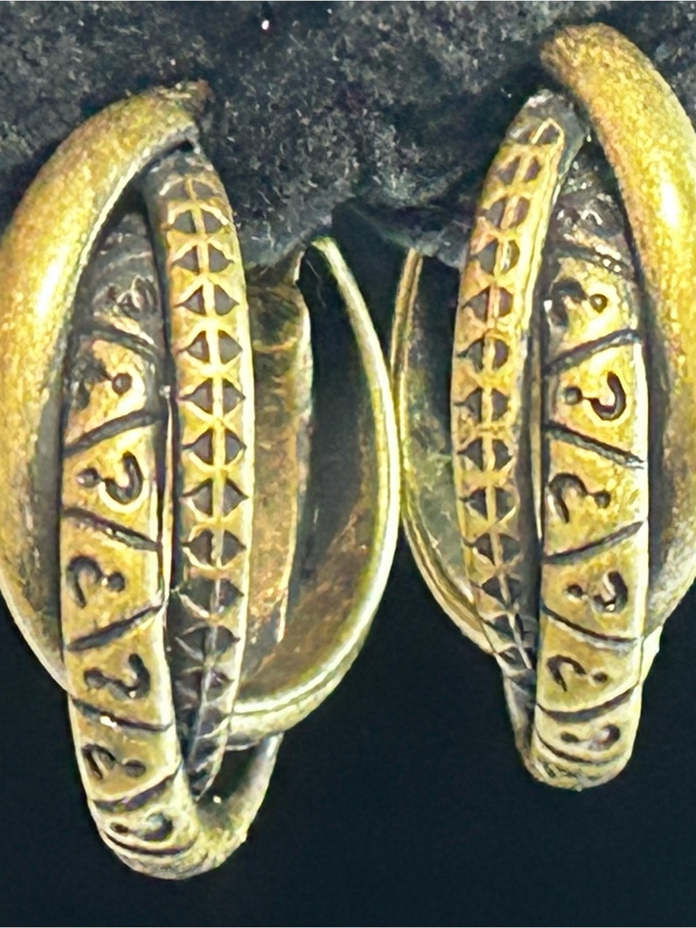 Lia Sophia Antique Gold Triple-Band Hoop Earrings